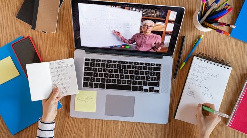 Individual completing an online course