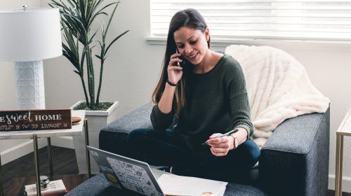 Woman working from home sweet home