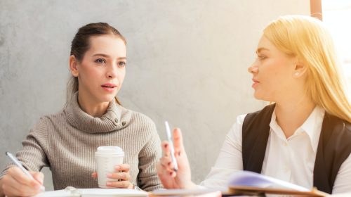 Two colleagues working together