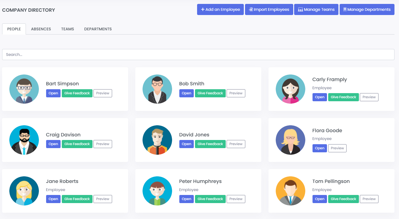 Screenshot of Company Directory